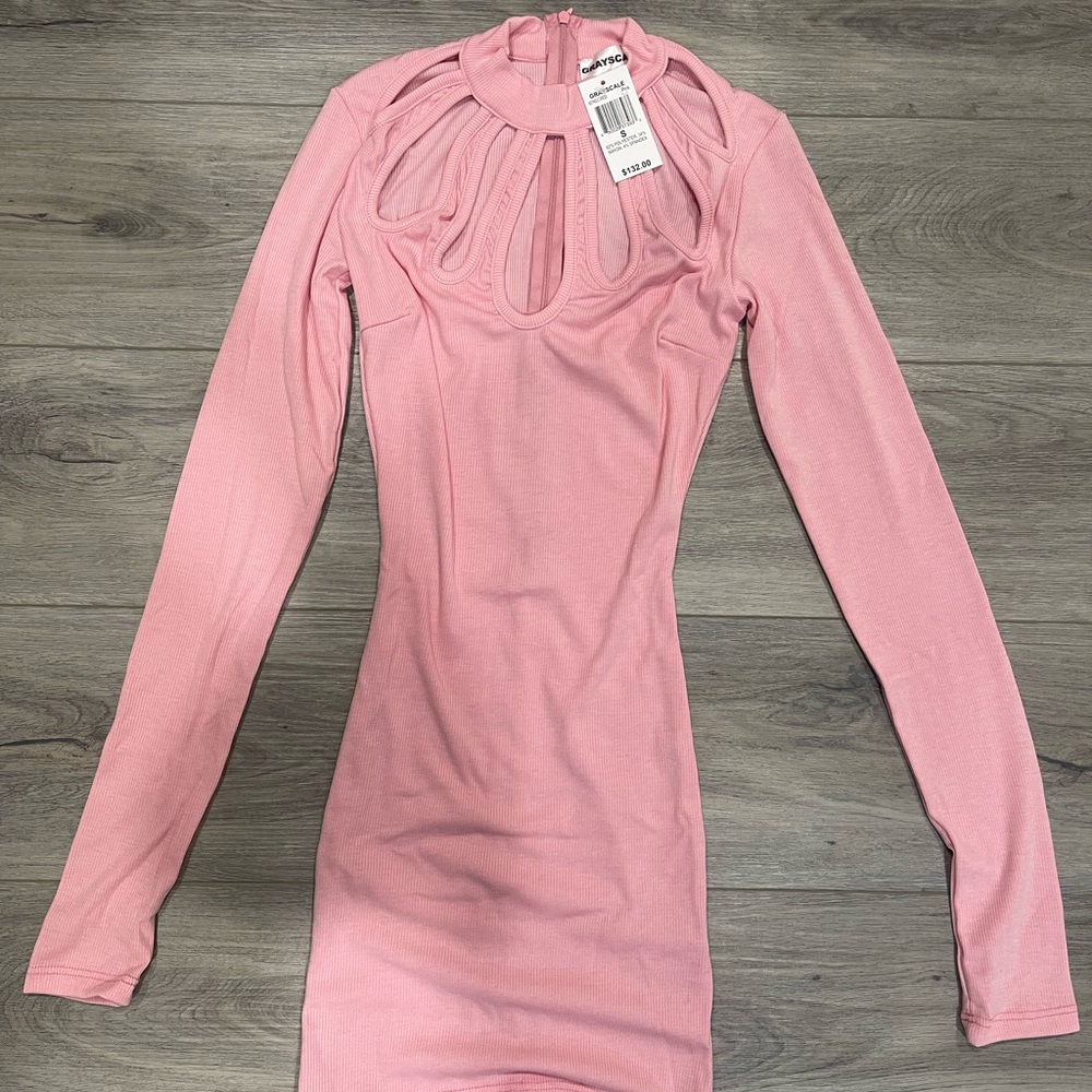 Grayscale Pink Bodycon Dress